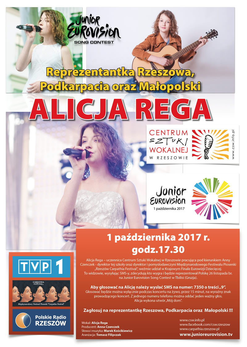 Plakat Alicja Rega Eurowizja Junior 2017